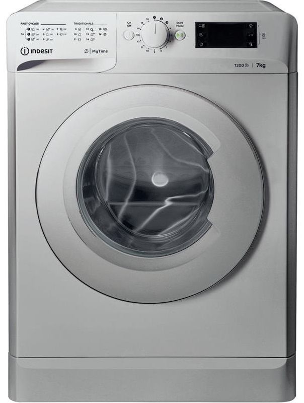 Пральна машина Indesit фронтальна, 7кг, 1200, A+++, 54см, дисплей, cріблястий