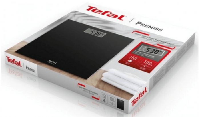 Ваги Tefal підлогові Premiss, 150кг, CR2032x1 в комплекті, скло, чорний