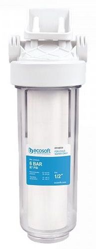 Фільтр магістральний Ecosoft 10", прозора колба, підключення 1/2, з поліпропіленовим картриджем