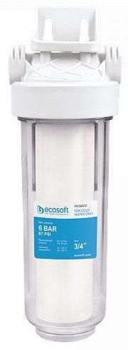 Фільтр магістральний Ecosoft 10", прозора колба, підключення 3/4, з поліпропіленовим картриджем