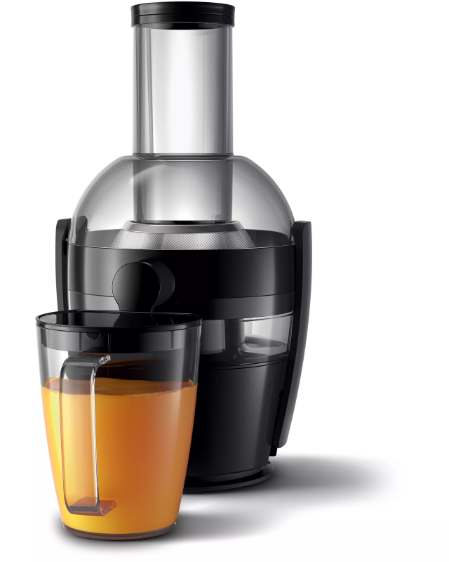 Соковитискач Philips Viva Collection відцентрований 800Вт, чаша-2л, жмих-1.2л, жолоб на ціле яблуко, пластик, чорний