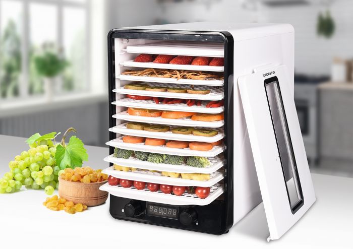 Сушарка для продуктів Ardesto 550Вт, піддонів - 10+1x3см, макс - 70°С, сітка для ягід, пластик, білий