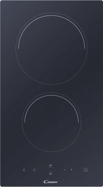 Варильна поверхня Candy електрична склокерамічна, 30см, доміно, чорний