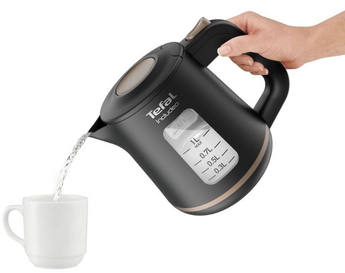 Електрочайник Tefal Includeo 1л, пластик, чорний