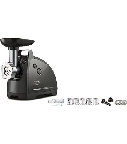 М'ясорубка Tefal HVB Plus, 2000Вт, 2.6кг/хв, 3 решітки, насадка для ковбас, кеббе, томатів, 5 терок, пластик/метал, чорний