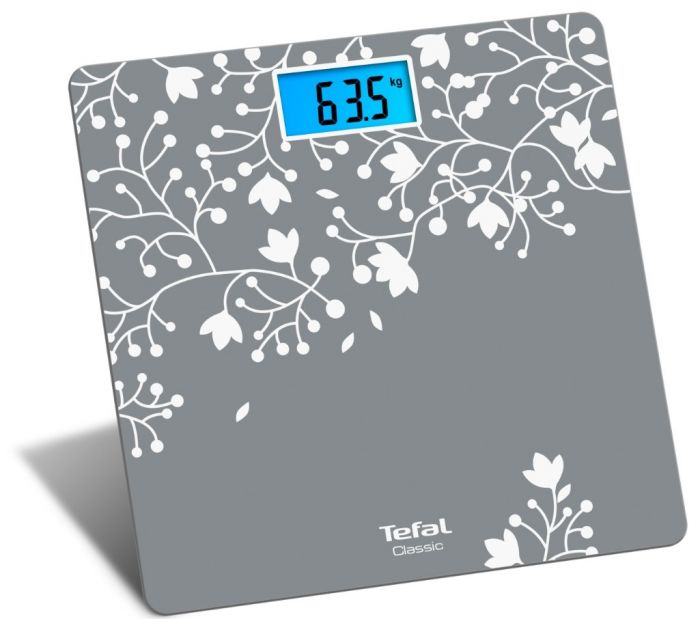 Ваги Tefal підлогові Classic Blossom, 160кг, AAAx2 немає у компл., скло, срібло