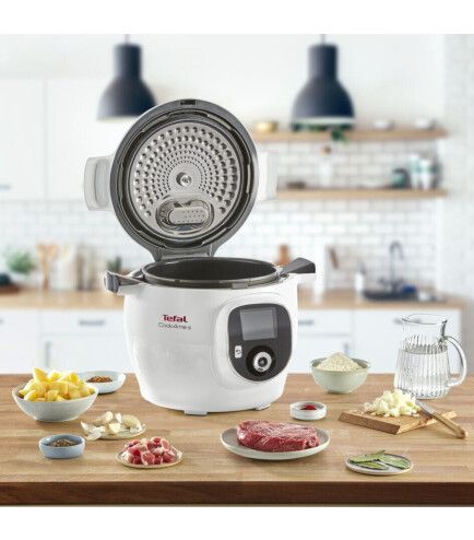 Мультиварка-скороварка Tefal Cook4Me +, 1600Вт, чаша-6л, електронне керув., пластик, білий