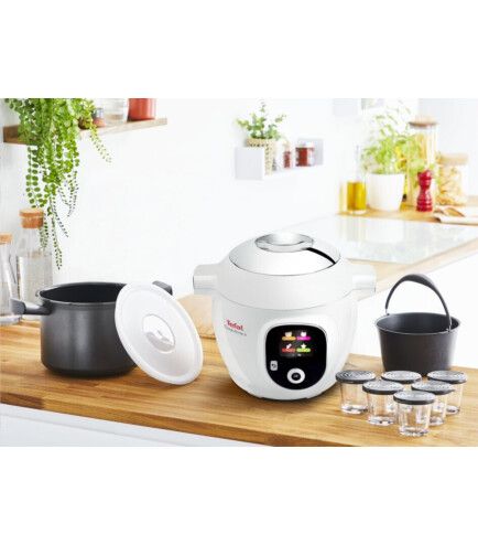 Мультиварка-скороварка Tefal Cook4Me +, 1600Вт, чаша-6л, електронне керув., пластик, білий