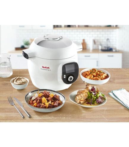 Мультиварка-скороварка Tefal Cook4Me +, 1600Вт, чаша-6л, електронне керув., пластик, білий