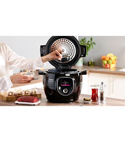 Мультиварка-скороварка Tefal Cook4me+ Connect, 1600Вт, чаша-6л, електронне керув., пластик, чорний