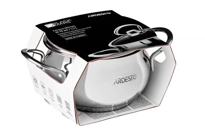 Каструля зі скляною кришкою Ardesto Black Mars, 1.1л, нержавіюча сталь