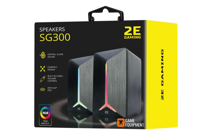 Акустична система 2E GAMING SG300, 2.0, 3.5mm, RGB, чорний