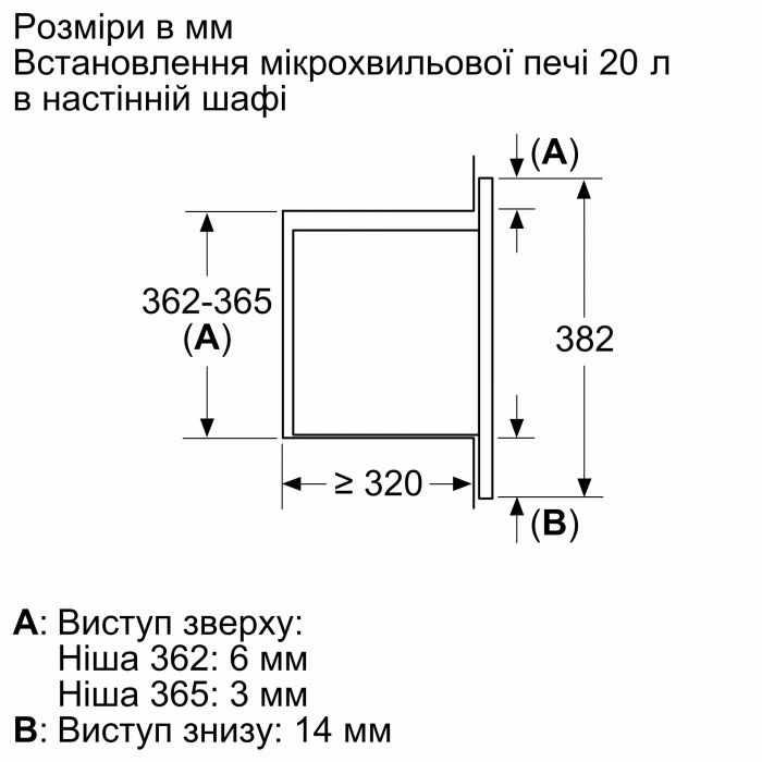 Мікрохвильова піч Bosch вбудована, 20л, електр. керув., 800Вт, дисплей, чорний