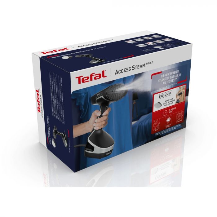 Відпарювач Tefal компактний Access Steam Force, 2000Вт, 200мл, постійна пара - 30гр, керам. підошва, чорно-сірий