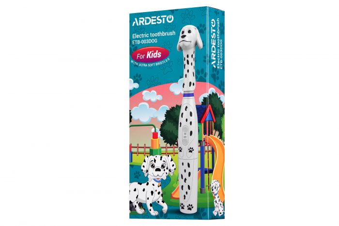 Щітка зубна електр. Ardesto, ETB-003DOG, для дітей, 8.8т. колив/хв, насадок-3, IPX6, білий