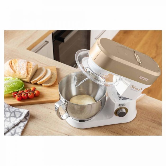 Кухонна машина Sencor 1200Вт, чаша-метал, корпус-пластик, насадок-19, коричнево-білий
