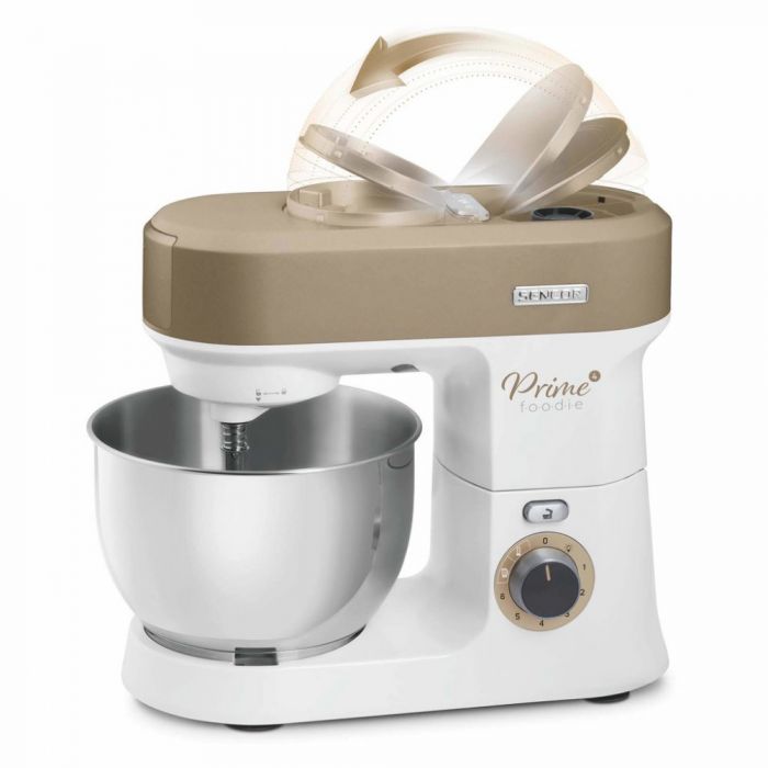 Кухонна машина Sencor 1200Вт, чаша-метал, корпус-пластик, насадок-19, коричнево-білий
