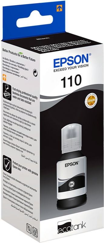 Контейнер з чорнилом Epson 110 EcoTank M1100/M1120/M1140/M1170/M2120/M2140/M2170/M3140/M3170/M3180/M2110 black pigm XL (6000 стор)