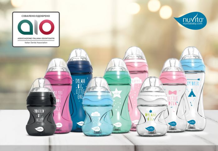 Пляшка для годування Nuvita Mimic Cool 250мл, 3міс+, антиколікова, блакитний