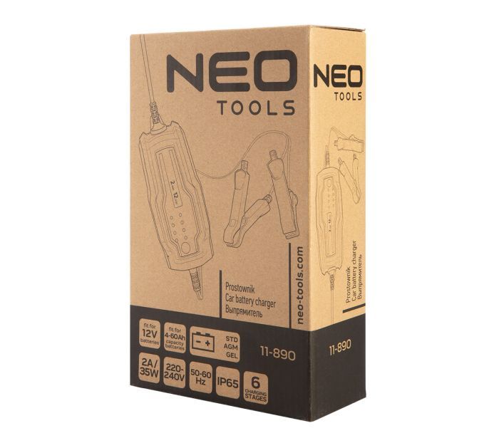 Зарядний пристрій Neo Tools, 2А/35Вт, 4-60А·год, для STD/AGM/GEL