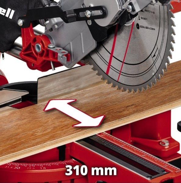Пила торцювальна Einhell TC-SM 2531/2 U з протяжкою 1900Вт диск 254мм довжина різу 310мм 17.76кг