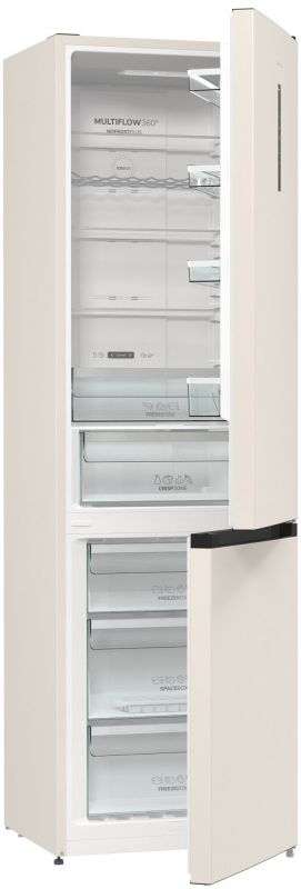 Холодильник з нижн. мороз. камерою Gorenje NRK6202AC4, 200х60х60см, 2 двері, 235( 96)л, А+, NoFrost+ , AdaptTech, Зона св-ті, LED Диспл зовнішній, ,бежевий