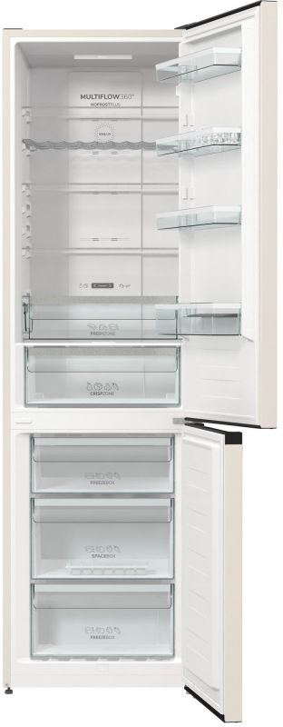 Холодильник з нижн. мороз. камерою Gorenje NRK6202AC4, 200х60х60см, 2 двері, 235( 96)л, А+, NoFrost+ , AdaptTech, Зона св-ті, LED Диспл зовнішній, ,бежевий