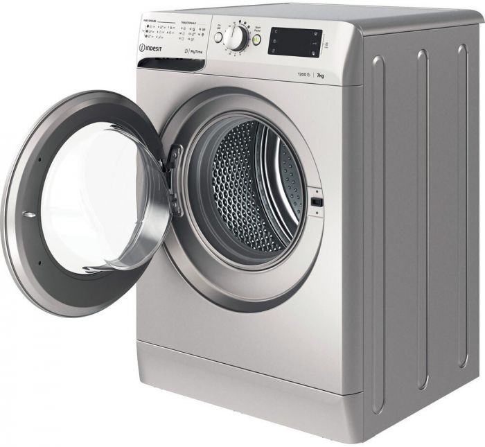 Пральна машина Indesit фронтальна, 7кг, 1200, A+++, 54см, дисплей, cріблястий