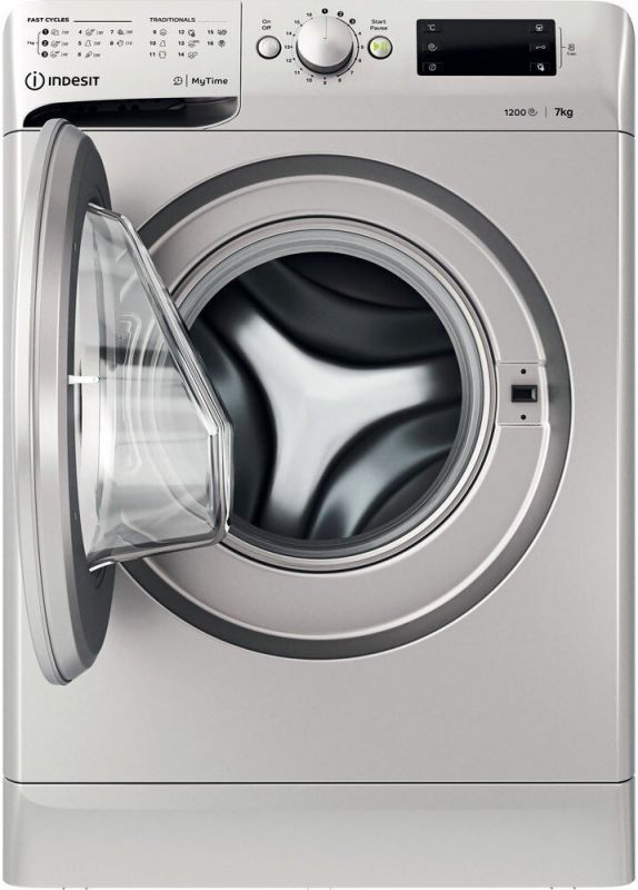 Пральна машина Indesit фронтальна, 7кг, 1200, A+++, 54см, дисплей, cріблястий