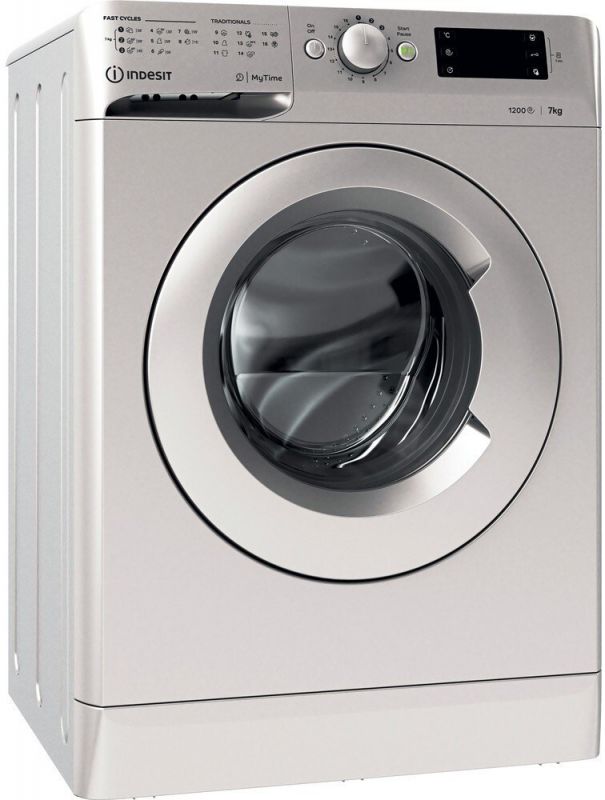 Пральна машина Indesit фронтальна, 7кг, 1200, A+++, 54см, дисплей, cріблястий