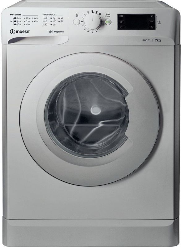 Пральна машина Indesit фронтальна, 7кг, 1200, A+++, 54см, дисплей, cріблястий