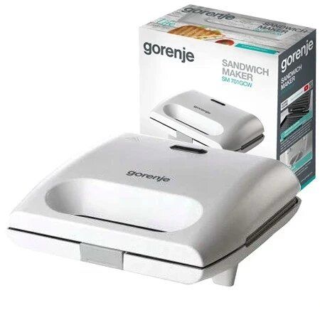 Сендвічмейкер Gorenje 700Вт, алюміній, 1 пластина-гриль , корпус-пластик, білий