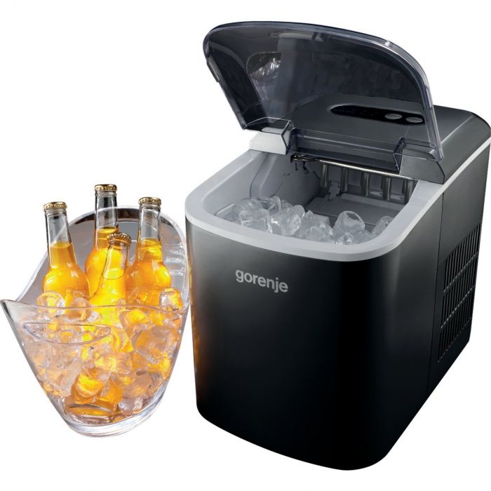 Льодогенератор побутовий Gorenje, 12кг/добу, 2.2л, дисплей, чорний