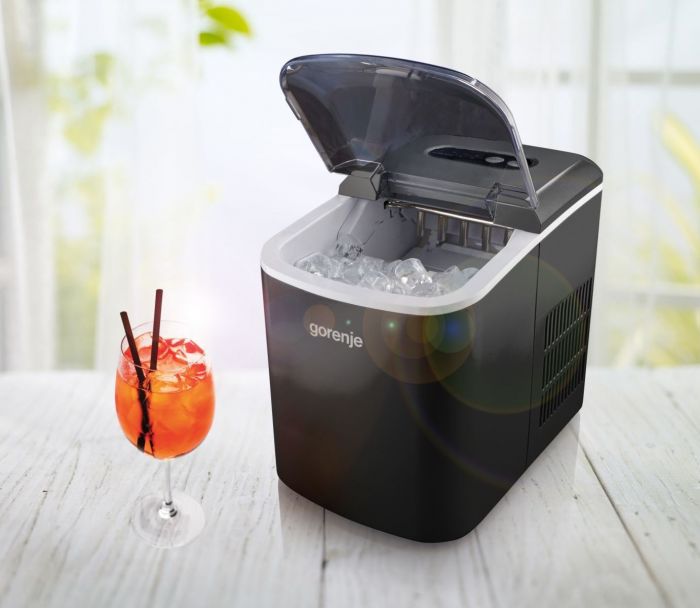 Льодогенератор побутовий Gorenje, 12кг/добу, 2.2л, дисплей, чорний