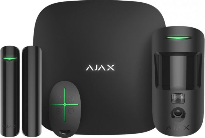 Комплект охоронної сигналізації Ajax StarterKit Cam Plus, hub 2 plus, motioncam, doorprotect, spacecontrol, jeweller, бездротовий, чорний (20504.66.BL1)