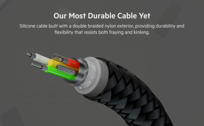 Кабель USB-C > USB-C заряджання/синхронізації Belkin 1м, 60Вт, Type-C, плетений, силіконовий, з ремінцем на магніті, чорний