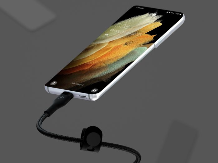 Кабель USB-C > USB-C заряджання/синхронізації Belkin 1м, 60Вт, Type-C, плетений, силіконовий, з ремінцем на магніті, чорний