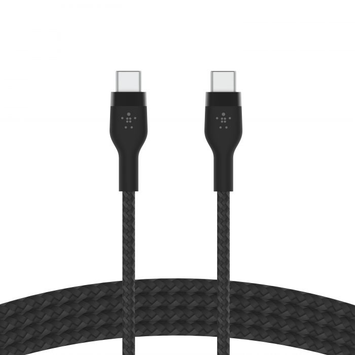 Кабель USB-C > USB-C заряджання/синхронізації Belkin 1м, 60Вт, Type-C, плетений, силіконовий, з ремінцем на магніті, чорний