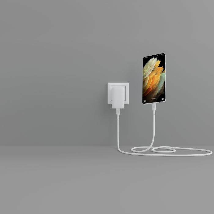 Кабель USB-C > USB-C заряджання/синхронізації Belkin 2м, 60Вт, Type-C, силіконовий з кліпсою, білий