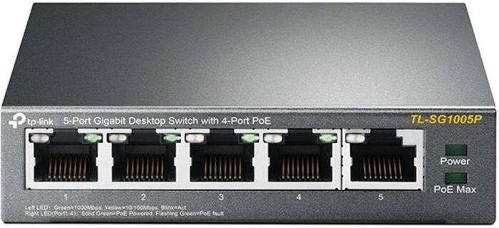 Комутатор TP-LINK TL-SG1005P 5xGE (4xPoE), 56Вт, Некерований