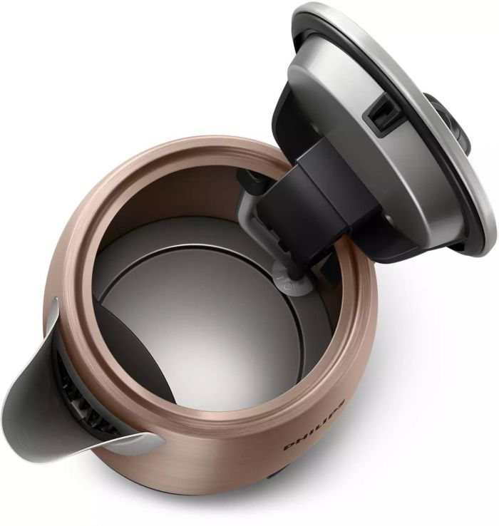 Електрочайник Philips Viva Collection 1.7л, метал, LED підсвітка, мідно-чорний