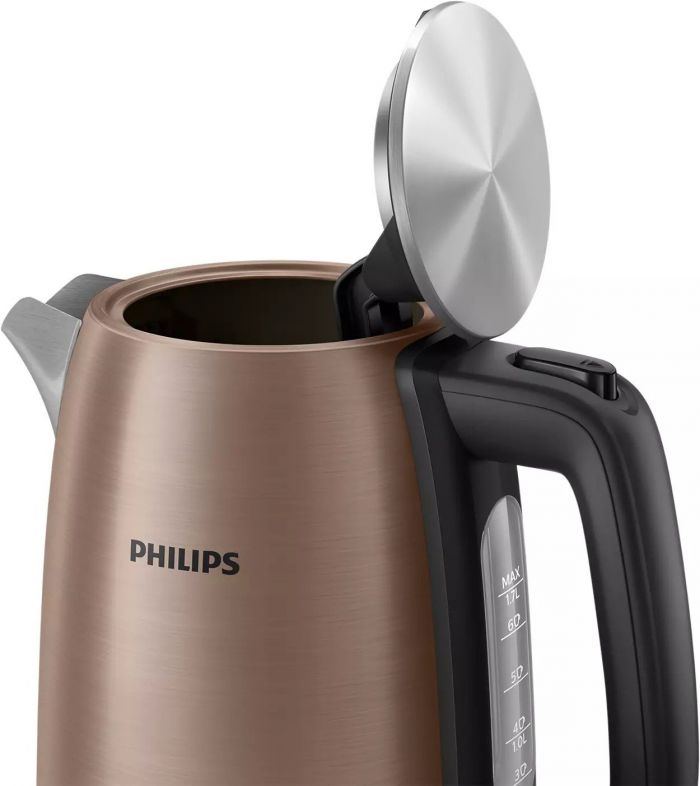 Електрочайник Philips Viva Collection 1.7л, метал, LED підсвітка, мідно-чорний
