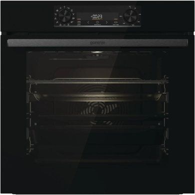 Духова шафа Gorenje електрична, 77л, A+, пара, дисплей, чорний