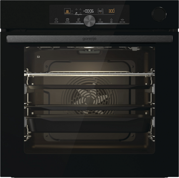 Духова шафа Gorenje електрична, 77л, A+, пара, дисплей, чорний