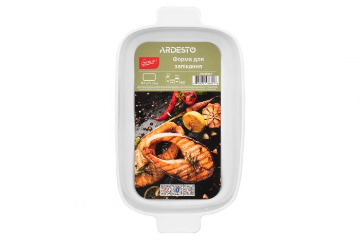 Форма для запікання Ardesto Gemini, 29.5х17х6.5см, порцеляна, прямокутна, білий