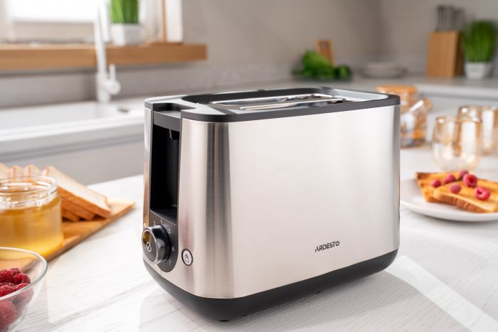 Тостер Ardesto Steel Collection 800Вт, метал/пластик, сріблясто-чорний