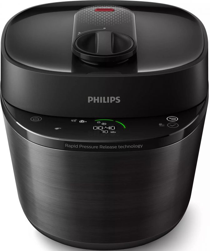 Мультиварка-скороварка Philips All-in-One Cooker, 1000Вт, чаша-5л, електронне керув., пластик, чорний