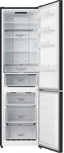 Холодильник Gorenje, з нижн. мороз. камерою,200х60х60см, 2 дв., Х- 238л, М- 98л, A++, NoFrost Plus, Fresh zone, дисплей,чорне скло