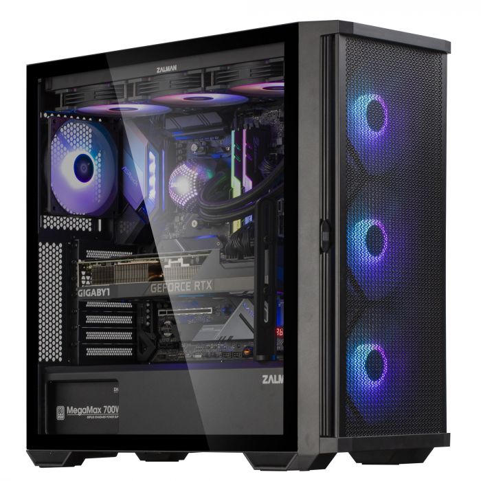 Корпус Zalman Z10 Plus без БЖ, 2xUSB3.0, 1xUSB Type-C, 3x140мм ARGB, 1x120мм ARGB, VGA 395мм, LCS ready, TG Side Panel, EATX, чорний