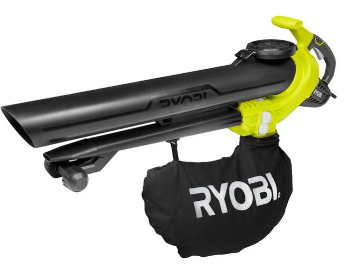 Повітродув-пилосос садовий мережевий Ryobi RBV3000CESV 3000Вт 3в1 375км/год мішок 45л ергоремені Vertebrae 5.1кг